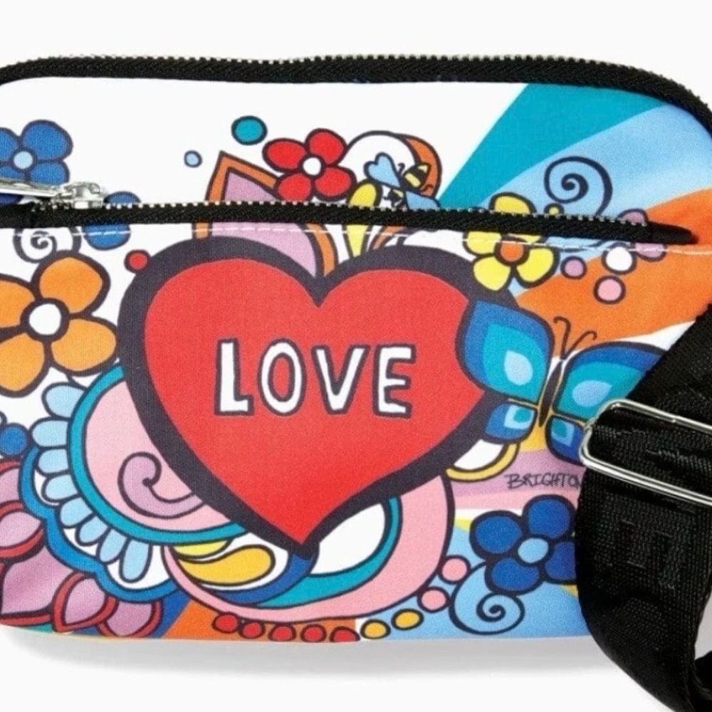 Brighton Power of Love Crossbody Belt Bag Heart Floral Print NWT - Picture 7 of 8